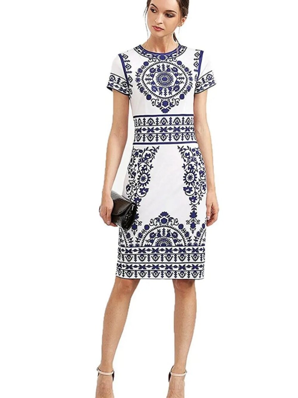 Blue and white dress